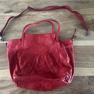 Free People Large Red Leather Purse Bag
